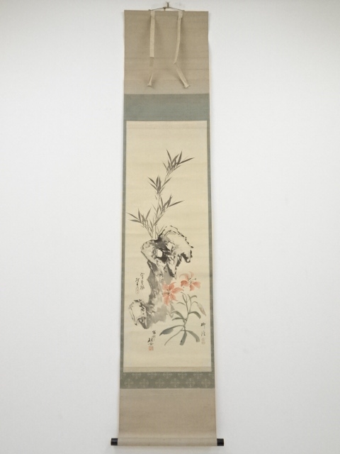 JAPANESE HANGING SCROLL / HAND PAINTED / FLOWER